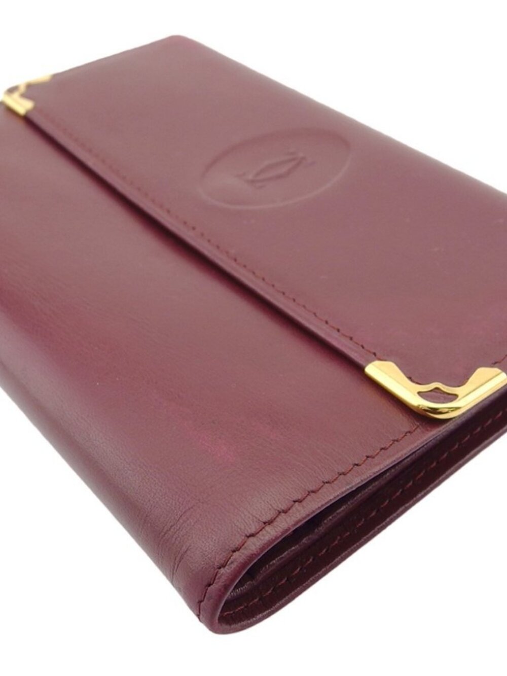 CARTIER Tri-fold wallet Bordeaux gold Women Authentic secondhand